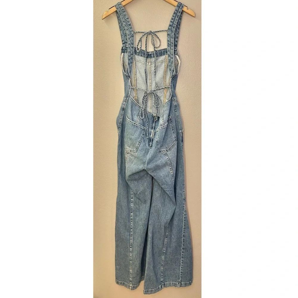 NEW Free People We The Free Kendra Orchid Blue Denim Jumpsuit - Picture 5 of 9